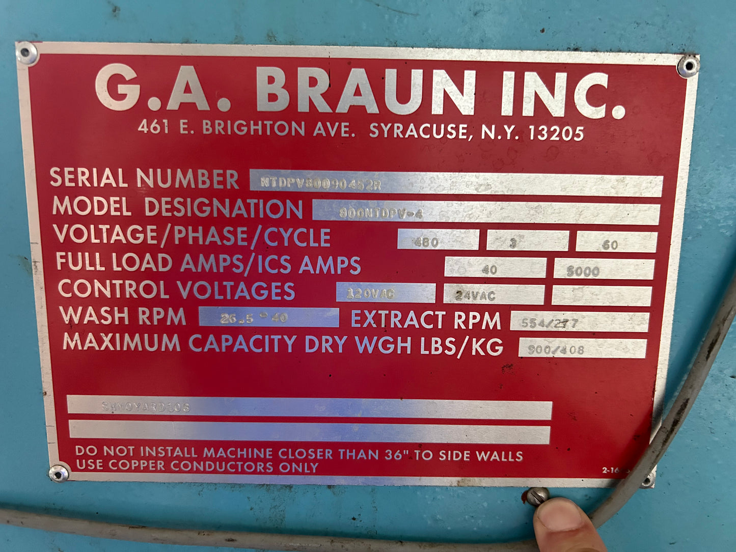 GA Braun 800 TSL Washer Extractor