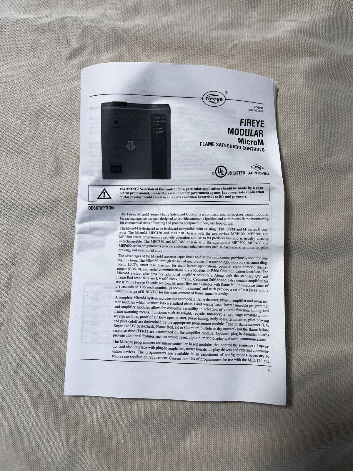 Fireye Chassis MEC1200, GA Braun part # E05800100