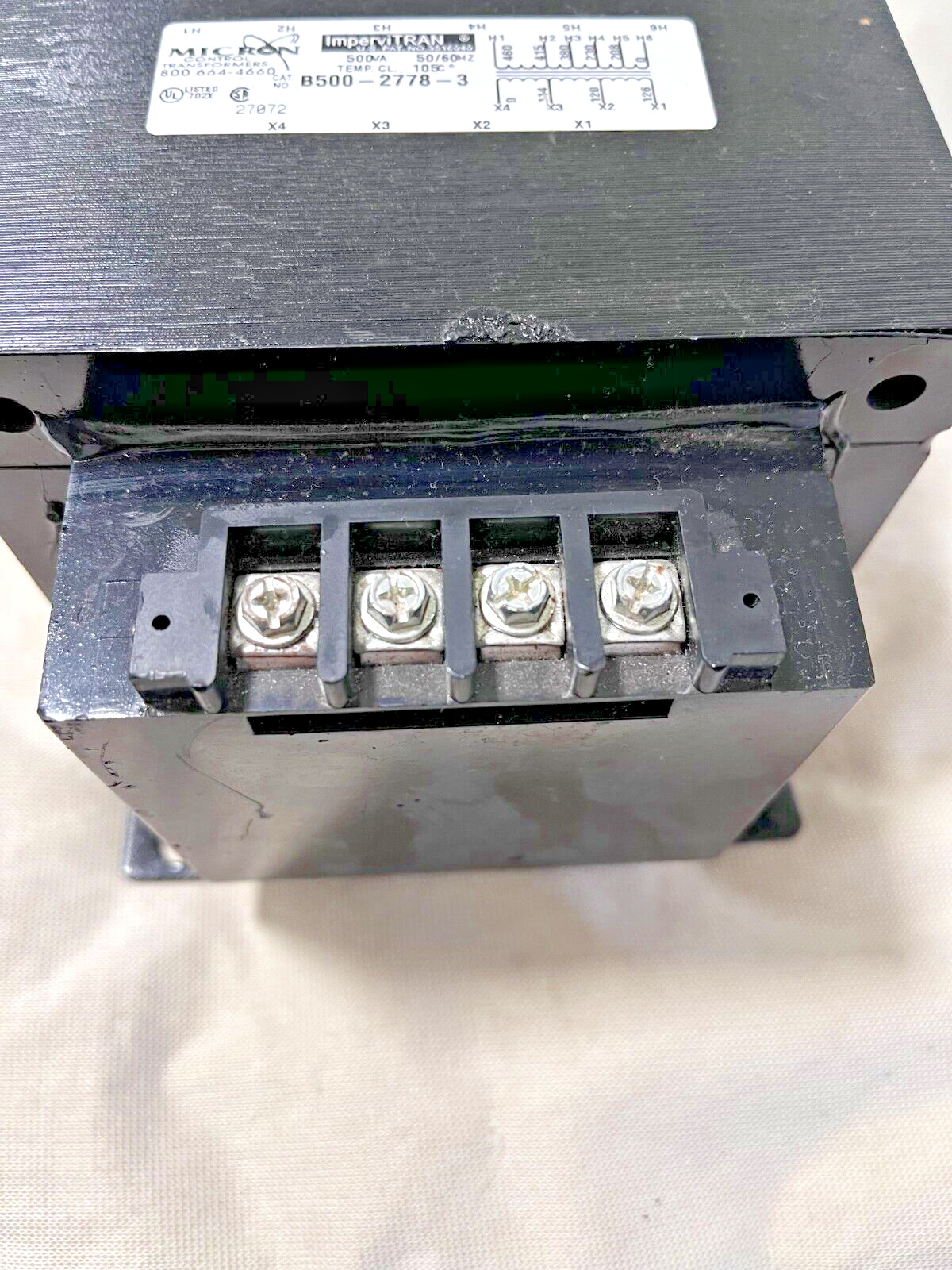 E$06000110, TRANSFORMER 500VA 200-575V 120/24VAC, Micron Impervitran