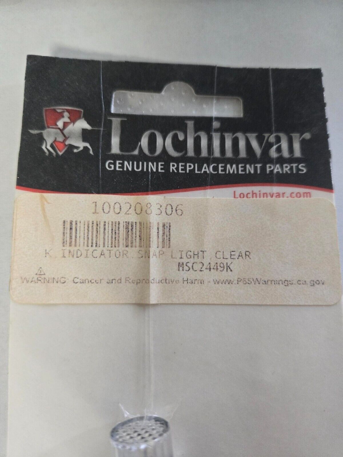 New Lochinvar 100208306 28V Indicator Snap Light Clear