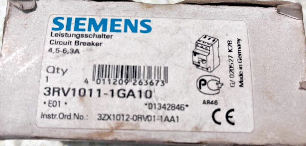 Siemens 3RV1011-1GA10 Circuit Breaker
