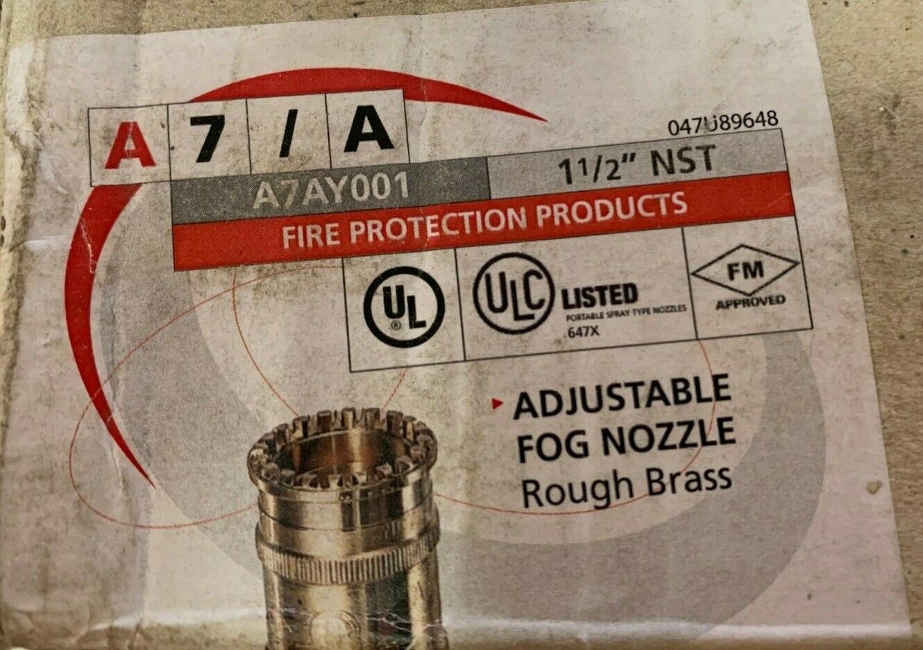 Fire Hose Nozzle, 1-1/2" Inlet Size, NST Thread Type, 60 gpm Flow Rate, Brass Bu