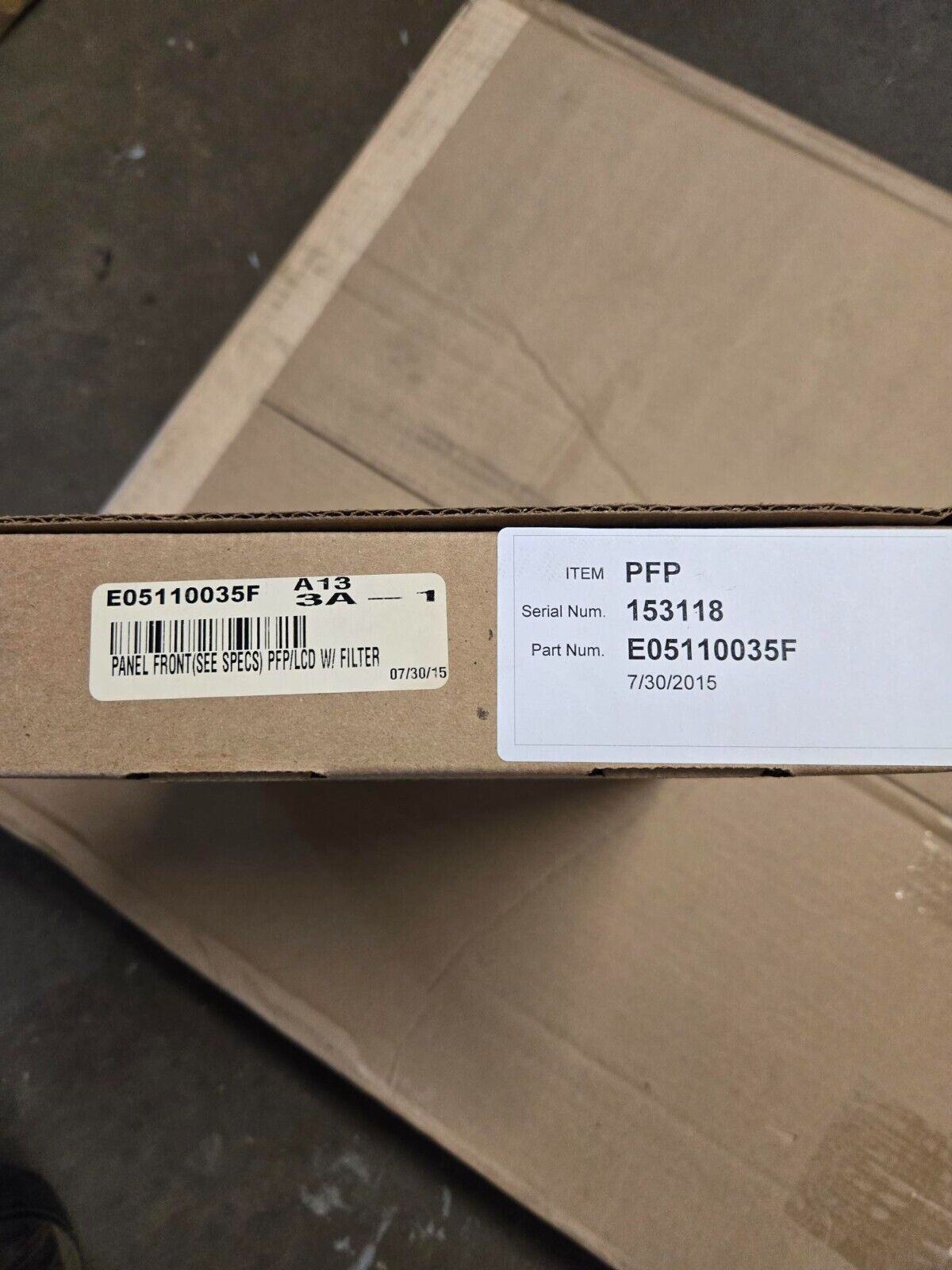 New GA Braun E05110035F Inelco PANEL FRONT PFP/LCD W/ FILTER