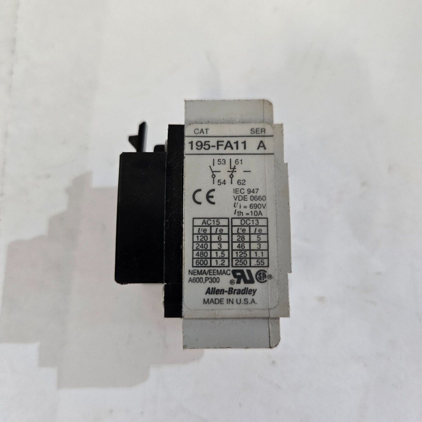 Allen Bradley Auxiliary Contact Block 195-FA11 Ser A