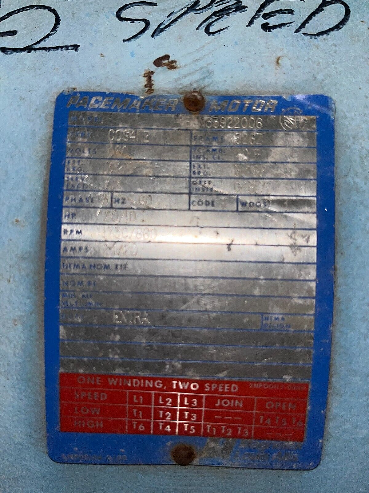 GA Braun 400 TSL Extract Motor, Model 8N33922006, D24488