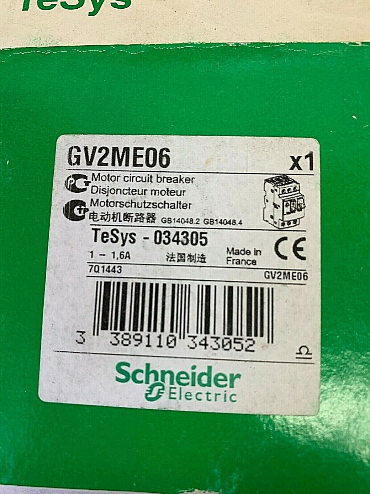 Schneider Electric Motor circuit breaker, TeSys GV2, 3P, 1-1.6 A, thermal magnet