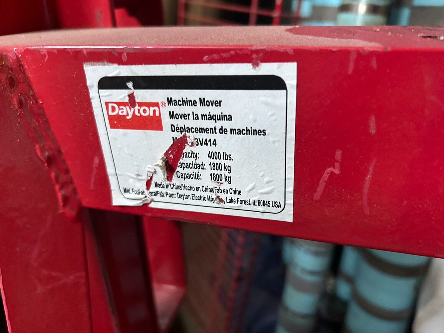 Dayton 13V414 2 Pk 4,000 Lb Load Cap Red Steel Machinery Mover Hand Truck