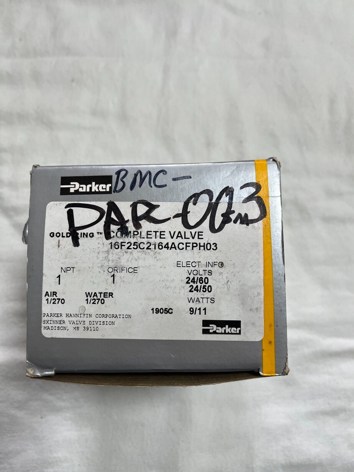 Parker 16F25C2164ACFPH03 Diaphragm Pivoted Edge 2-Way Solenoid Valve 1" NPT Norm