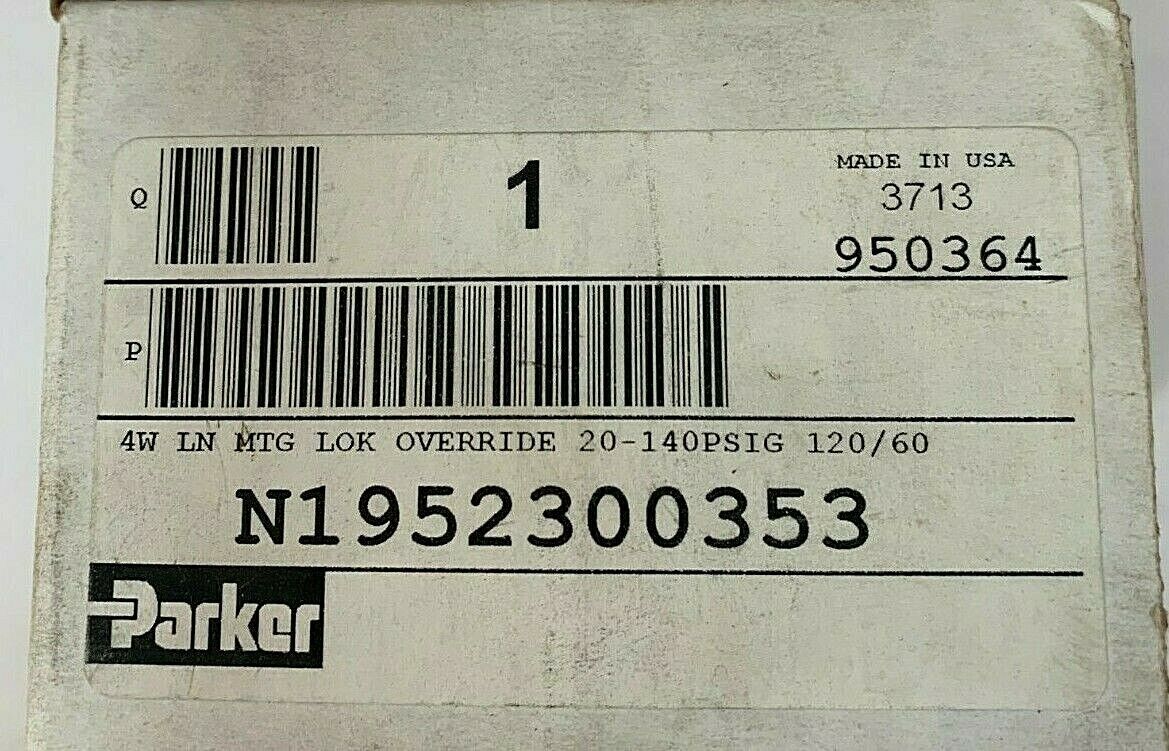Parker Hannifin N1952100353 Mini King Series"N" 4-Way Line Mounting Solenoid Inl