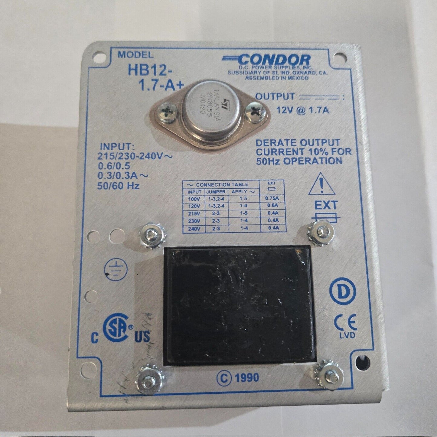 GA Braun 021800001 SUPPLY POWER 12V 1.7AMP