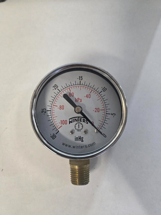 Winters PEM210 2-1/2" PEM Dual Scale Economy Pressure Gauge 0-30"Hg Vacuum/kpa
