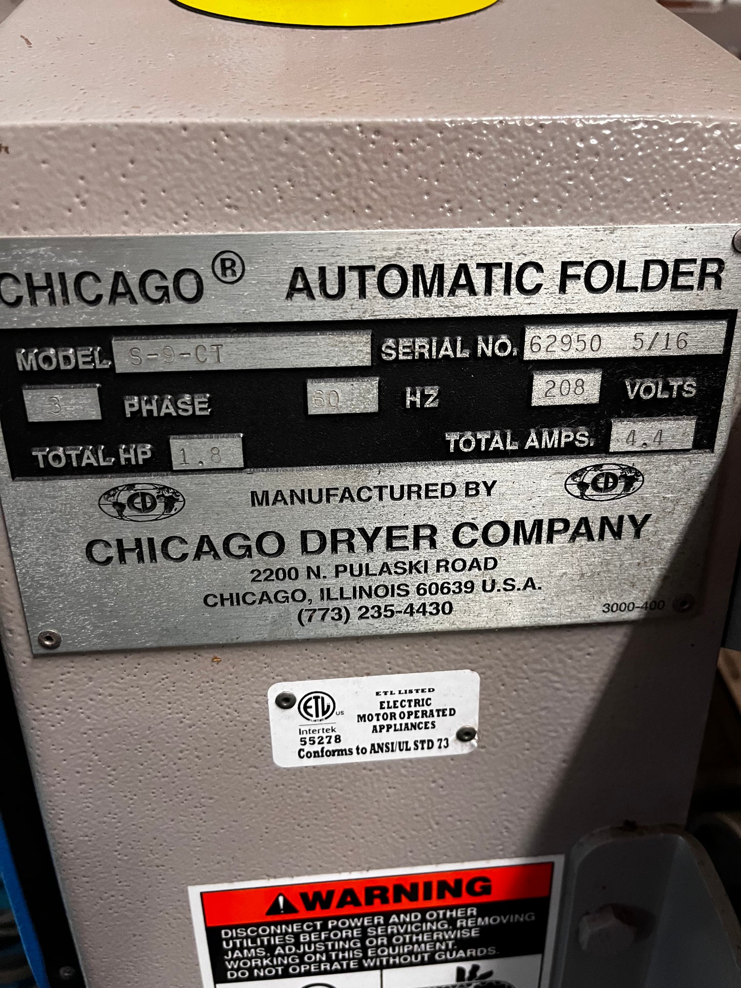 Chicago S-9-CT Folder