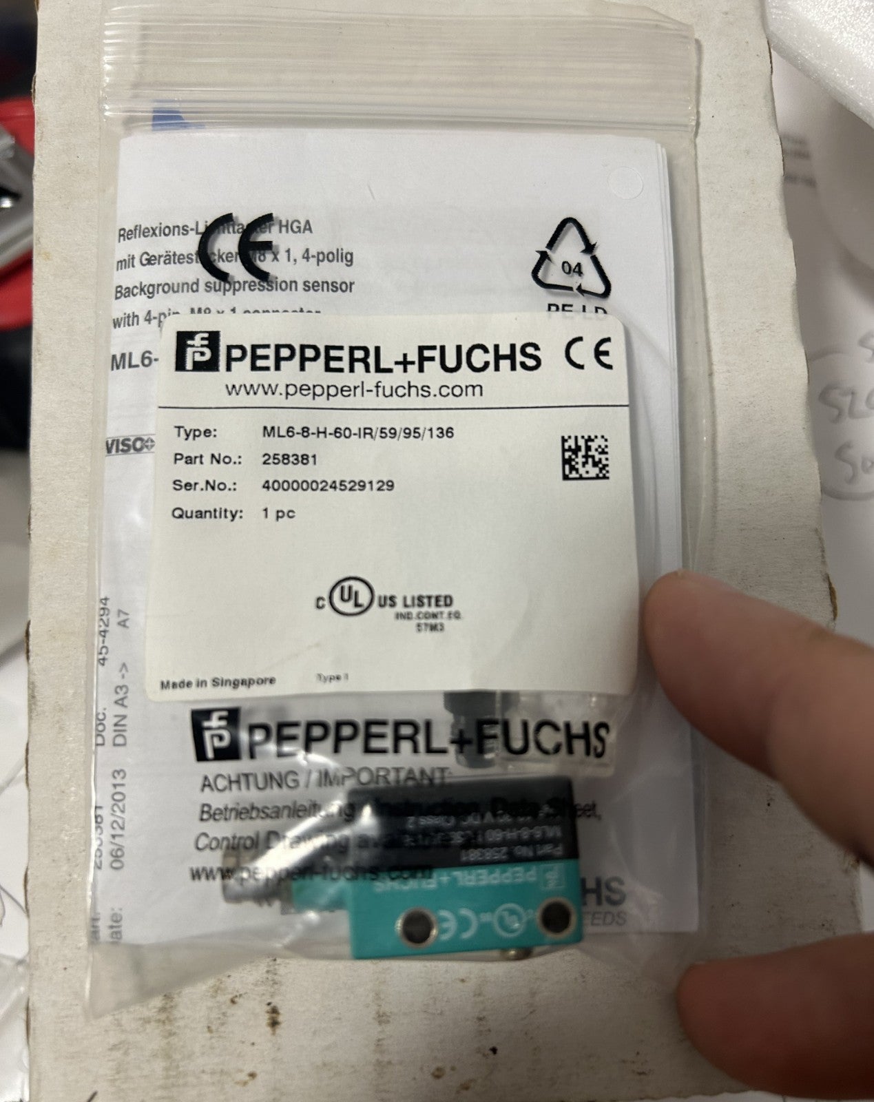 New Pepperl Fuchs ML6-8-H-60-IR/59/95/136 Photoelectric Sensor Part #2 ...