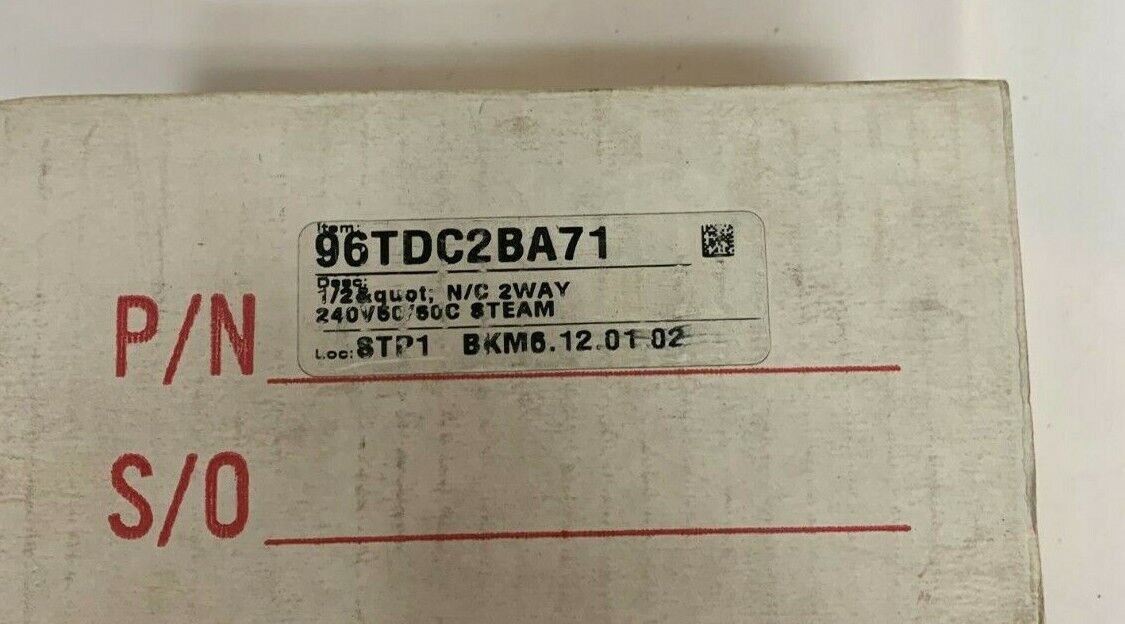 96TDC2BA7, Asco 1/2" NC 2Way 240V 50/60C Steam Valve
